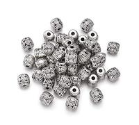 PandaHall 50pcs Alloy Barrel Spacer Beads 6x6mm Antique Silver Metal Spacer Beads with 2mm Hole for DIY Bracelet Necklace Jewelry Making
