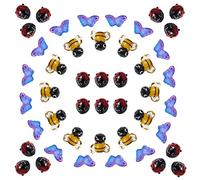 Pandahall 50pcs/Box Bee Ladybug Shape Handmade Lampwork Bead Butterfly Transparent Glass Bead Cute Animal Loose Spacer for Jewelry Making Bracelet Accessories