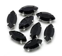 PandaHall 50pcs Horse Eye Sew on Rhinestone Black Crystal Glass Claw Rhinestones with Hole Platinum Prong Setting Flatback Claw for DIY Dress Clothes Shoes Bag Decorations