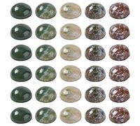 PandaHall 50pcs Natural Indian Agate Half Round Gemstone Cabochons 10mm Tiny Flat Back Cabochon Gemstone Chakra Healing Crystal Beads for DIY Jewelry Making