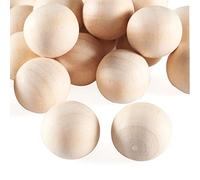 PandaHall 50pcs Natural Round Wood Beads 19~20mm No Hole Wooden Ball Spacer Loose Beads for Macrame Crafts DIY Jewelry Making Home Decoration