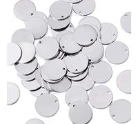 PandaHall 50pcs Stainless Steel Flat Round Blank Stamping Tag Pendants 23x1mm Metal Blank Tags Charms for DIY Jewelry Making