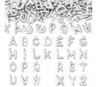 Pandahall 52Pcs Alloy Letter Charms Stainless Steel Alphabet Pendants Capital A to Z Initial Letter Charms for Friendship Bracelet Name Necklace Wine Glass Jewelry Making (Stainless Steel Color)