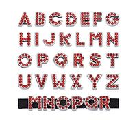 PandaHall 52pcs Alloy Letter Slide Charms Red Alphabet Charms Pendants Platinum Plated A-Z Letter Loose Spacer Beads for Bracelet Wristbands Necklace Choker Jewelry Making