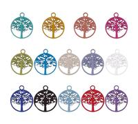 PandaHall 56pcs Stainless Steel Rainbow Earring Charms Hollow Filigree Tree of Life Charms Etched Metal Embellishments for DIY Crafts Necklace Jewelry Making