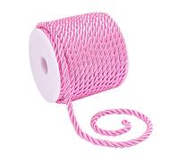 PandaHall 5mm Decorative Twisted Satin Polyester Twine Cord Rope Pink String Thread Shiny Cord Choker Thread for Home Décor, Upholstery, Curtain Tieback, Honor Cord, 18mm/19 yards