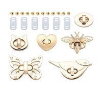 PandaHall 6 Pcs Heart Shape Oval Shape Rotating Handbag Clasps for Handbag Bees Butterflies Birds Cats