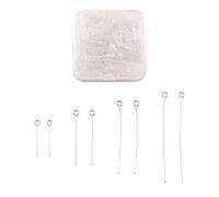 PandaHall 600pcs Iron Open Eye Pins Silver Plated 20mm 30mm 40mm 50mm Head Pins Findings for Earring Pendant Bracelet Jewelry DIY Craft Making