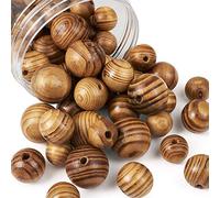 Pandahall 60Pcs Natural Round Wooden Beads 20mm 25mm 30mm Large Hole Burlywood Spacer Loose Beads for DIY Jewelry Craft Making