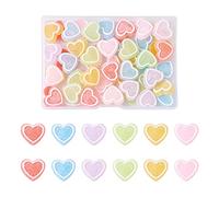 PandaHall 60pcs Resin Heart Flatback Cabochons Colorful Love Heart Slime Charm Beads for Scrapbook Craft Phone Case Decor Hair Accessories
