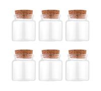 PandaHall 6pcs 87ml Clear Glass Wishing Bottles 50x47mm Mini Tiny Glass Bottles Jars with Cork Stoppers for Wedding Party Bead Containers Crafts Projects