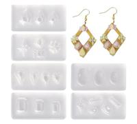 PandaHall 6pcs Nail Art Silicone Molds Heart Bowknot Teardrop Heart Cabochon Casting Resin Mould for Epoxy UV Resin Jewelry Making