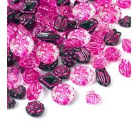 PandaHall 72pcs Assorted Acrylic Beads: Oval, Flower, Rhombus, Flat Round, Tulip, Leaf Shapes - Mixed Colors for Bracelet, Necklace, Earring Jewelry Making