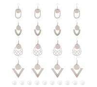 PandaHall 8 Pairs Earring Wire Hooks Blank Bezel Trays Setting Teardrop Oval Dangle Earring with 20pcs Glass Dome Cabochons for Jewelry Making