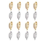 Pandahall 8 Pairs Platinum & Golden Cubic Zirconia Hoop Earrings Brass Crystal Lever Back Huggie Stud Earrings Components Findings for Women Girls Jewelry Making DIY Gifts 15x2.5x13.5mm