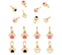 PandaHall 8 Pcs Dog Paw Print Charms Mini Cat Footprint Pendants Animal Gold Plated Dangle Charms with Jump Ring for DIY Jewellery Necklace Bracelets Making