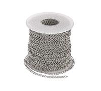 Pandahall 82 Feet/25M Soldered 304 Stainless Steel Curb Chains 4x3x0.6mm Stainless Steel Color Plated for Jewelry Making