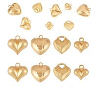 Pandahall 8Pcs 18K Real Gold Plated Heart Charms 3D Love Heart Pendants Metal Tiny Hearts Charm Dangle Charms for Valentine's Day Necklace Earrings Keychains Jewelry Making