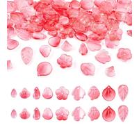 Pandahall 90Pcs Red Leaf Glass Charms Crystal Cute Transparent Tree Leaves Plant Glass Bead Pendants Handmade Lampwork Gradient Leaf Floral Petal Dangle Charms for DIY Jewelry Making Necklace Earring