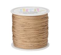 PandaHall 98 Yards 0.8mm Braided Nylon Cord Chinese Knotting Cord Imitation Silk String Beading Thread for Shamballa Macrame Bracelet Making(BurlyWood)