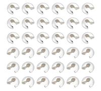 PandaHall About 100pcs Silver Color Brass Crimp End Beads Covers for Jewellery Making, Size: About 4mm Wide, Hole: 1.5-1.8mm