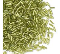 Pandahall About 1250pcs/50g Glass Bugle Seed Beads Sets 6x1.8mm Tube Loose Spacer Beads for DIY Jewelry Craft Making(Yellow Green)