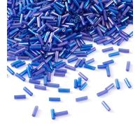 Pandahall About 1250pcs/50g Glass Bugle Seed Beads Sets 6x1.8mm Tube Loose Spacer Beads for DIY Jewelry Craft Making(Blue)