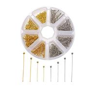 PandaHall Brass Ball Head Pins 16mm 20mm 25mm 30mm Wire Headpins for Earring Bracelet Jewelry Making (Platinum & Golden)