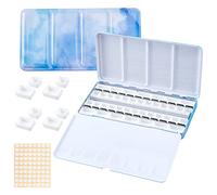 PandaHall Cornflower Blue Watercolor Palette, 42 Half Pans & 24 Full Pans, Art Supplies Tin Box for DIY Watercolor Oils Painting Sketching Travel Case
