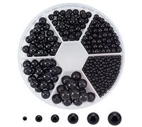 PandaHall Elite About 1113 pcs 6 Sizes No Holes/Undrilled Imitated Round Acrylic Pearl Beads for Vase Fillers, Wedding, Party, Home Decoration, Black (2.5mm, 4mm, 5mm, 6mm,7mm, 8mm)
