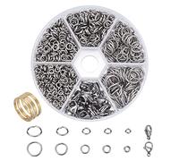 PandaHall Elite About 1160 pcs 4/5/6/8/10mm Stainless Steel Jump Rings with 30 pcs Lobster Claw Clasps for Earring Bracelet Necklace Pendants Jewellery DIY Craft Making, Stainless Steel Color