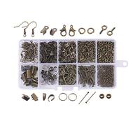 PandaHall Jewelry Findings Kits Include Crimp Beads, Head Pins, Crimp Ends, Ribbon End Clamps, Earring Hook, Lobster Claw Clasps, Screw Eye Pin Bail Peg, Snap on Bails & Jump Rings, Antique Bronze