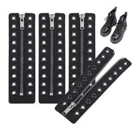 PandaHall Leather Lace-In Boot Zipper Inserts, 6.9x1.9 Inch 10 Eyelets Zipper Boot Laces No Tie Shoe Laces for Adults Men Women Tieless Shoe Sneakers Laces Repair DIY, Black Hole 4.8mm