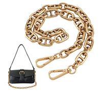 PandaHall Metal Handbag Chain Straps 22.2 Inch Purse Clutches Handles Golden Chunky Metal Chains Flat Chain Strap with Alloy Swivel Clasps for Clutch Handbag Crossbody Bag Replacement