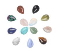 PandaHall Pack of 26 13 Colours Teardrop Stone Cabochons Natural Lapis Lazuli Rose Quartz Gemstone Beads Drop Crystal Cabochons for Earrings Necklace Bracelet Jewellery Making
