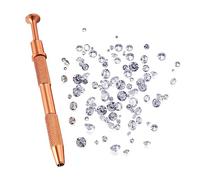 Pandahall Prong Holder Professional Diamond Holder Pick-up Tool Stainless Steel 4 Prongs Diamond Claw Tweezers with 120pcs Cubic Zirconia Cabochons for Small Parts Pickup Tool Jewelry Making