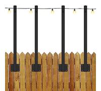 PandaHug 17inch Outdoor String Light Poles, 4 Pack Suspension Light Poles Metal Patio Lights Mounting Stand with Hooks, Backyard Deck Light Pole for Garden Fence Garden Backyard Deck Wedding Parties
