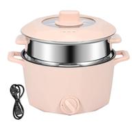 PandaHug lectric Multi-Cooker Hot Pot, 2L Stainless Steel, Pink, Includes Electric Cooker, UK Plug, Steamer, Cover, Manual