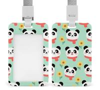 Pandan ID Badge Holder with Vertical Card Badge Holder Waterproof Plastic Card Sleeve Badges Protector Case Name Tag ID Card Holder for Office Doctor Nurse Teachers