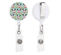 Pandan Retractable Badge Reel - Personalized ID Name Badge Holder with Lanyard Cute Badges Reel Holder Round Nurse Doctor Name Tag Badges Clip for Work