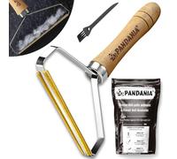PANDANIA 2025 Edition - Magic Lint Brush Carpet Scraper for Pet Hair | Reusable Rake for Fluff, Rugs, Stairs & Clothes |Shaver, Effective Sofa & Fabric Cleaning Solution (Natural Wood)