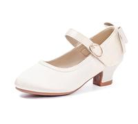 PANDANINJIA Sara Bowknot Ballet Flats for Girls and Toddlers, Ivory Silk, 14.0 cm