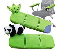 pandaonly 2Pack Panda Bamboo Chair Armrest Pads,Memory Foam Kawaii Chair Armrest Cushion with Panda Toy,Adjustable&Washable Ergonomic Elbow Support Decompression for Home Office Gaming Chair