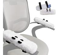 pandaonly 2Pack Plush Panda Chair Armrest Pads,Memory Foam Armrest Pads with Velcro Strap,Adjustable Ergonomic Chair Arm Rest Covers for Office Gaming,Chair Arm Pillow for Forearm Pressure Relief