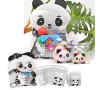 PandaOnly 300pcs Cute Panda Small Cookie Plastic Bags with Ziplock Bags, 2 Different Sizes, Self-Adhesive for Bakery, Biscuit, Chocolate