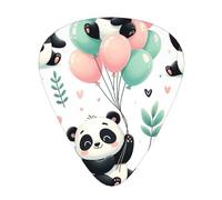 Pandas-Balloons-Hearts 12 Pack Guitar Picks With 3 Thicknesses And Storage Box, Abs Plectrums For Electric Bass Guitar Players