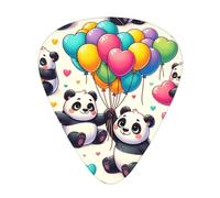 Pandas-Balloons-Pattern 12 Pack Guitar Picks With 3 Thicknesses And Storage Box, Abs Plectrums For Electric Bass Guitar Players
