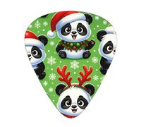 Pandas-Christmas-Santa-Hats 12 Pack Guitar Picks With 3 Thicknesses And Storage Box, Abs Plectrums For Electric Bass Guitar Players