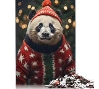 Pandas Cozy Christmas Puzzle Jigsaws 500 Pieces for Adults Puzzle Jigsaws Educational Game for Adult Teenagers 500pcs (52x38cm)