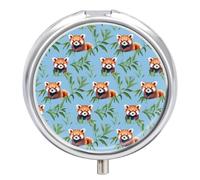 Pandas Cute Pattern Cute Travel Pill Organizer Portable Small Round Medicine Case Box for Pocket Purse